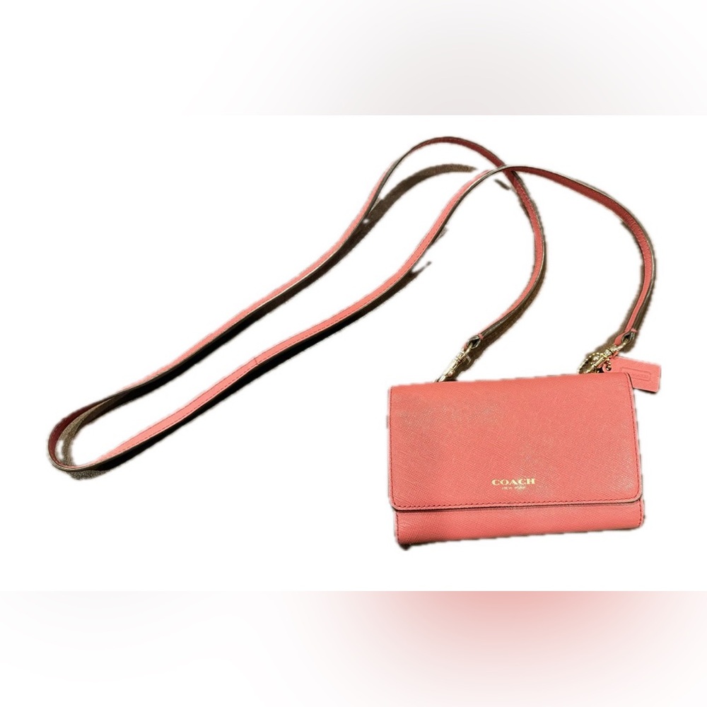 Coach Pink Foldover Crossbody Bag Wallet Minimalist